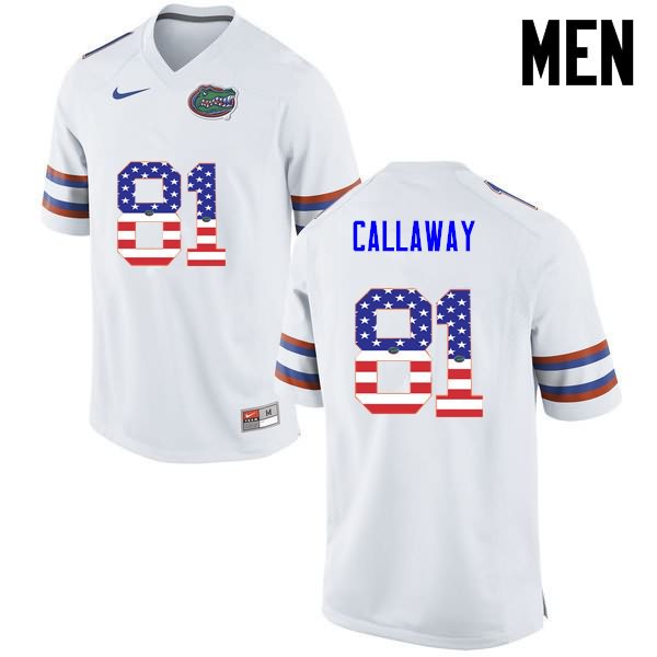 Men's NCAA Florida Gators Antonio Callaway #81 Stitched Authentic USA Flag Fashion Nike White College Football Jersey UJI3765YY